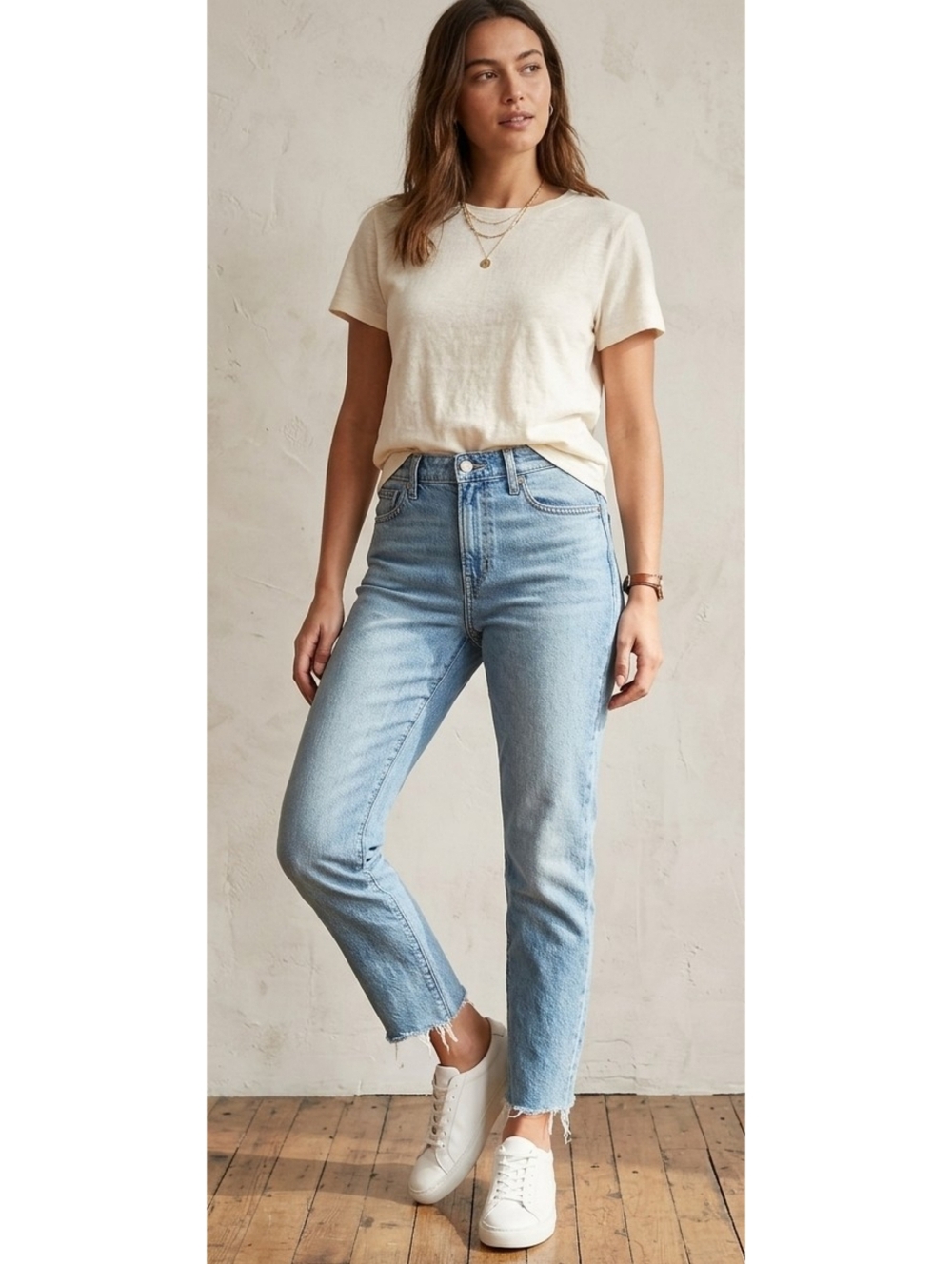 GAP Universal Slim Boyfriend Frayed Hem Jeans